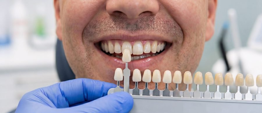 Shade taking for criwn by Newbury dentist